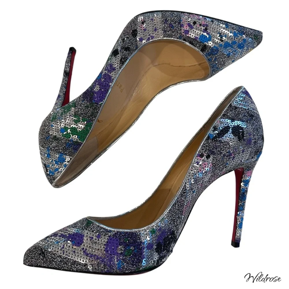 💫 Christian Louboutin Sequins Galativi 100 “Version Diva” Heels SZ 35.5 US 5.5 💫 - Picture 10 of 16